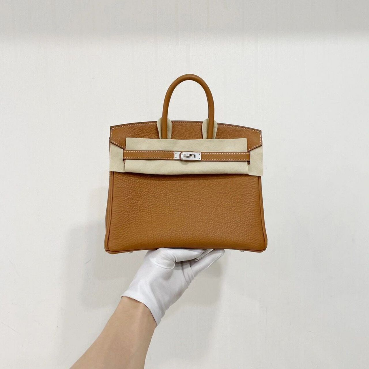 出94全新爱马仕birkin25金棕银扣u刻手提包  全新hermes爱马仕 金棕