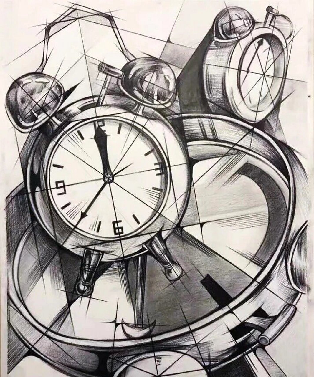 体块化设计素描闹钟单体74图解|上海工程 几何结构思维是一个韩国