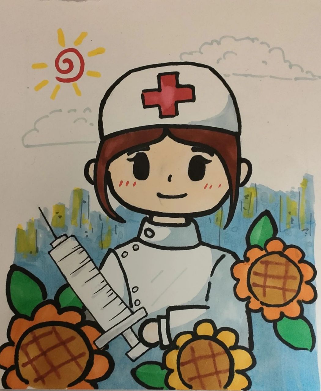 可爱简笔画卡通护士图片