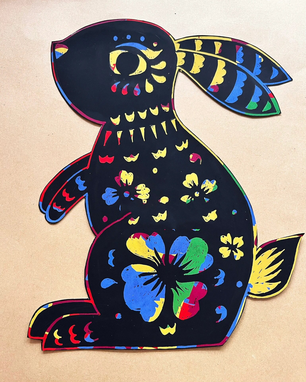 创意美术课程|92兔年邮票 兔年主题课程|邮票|兔子剪纸|刮画纸|线描