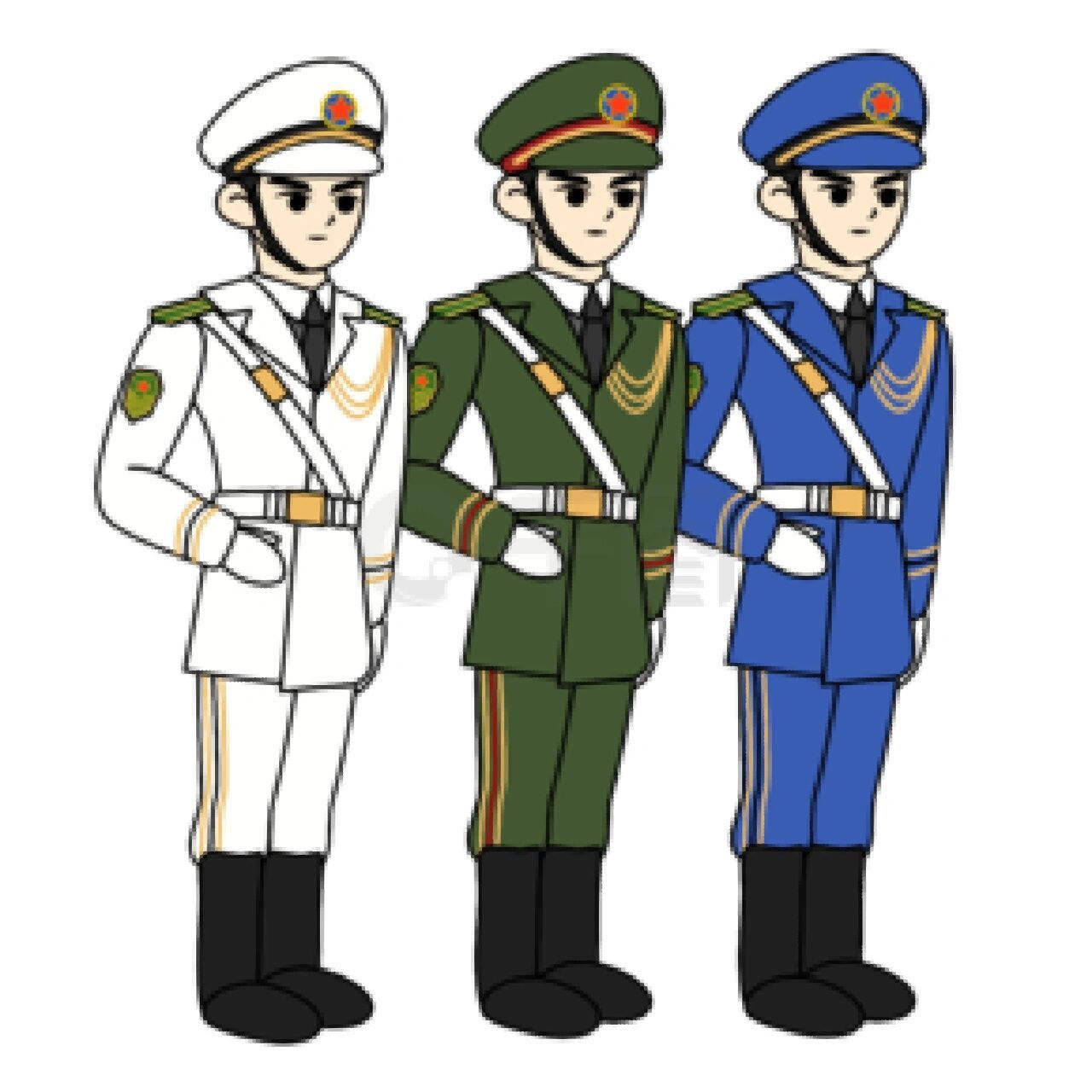 三军敬礼卡通图片##直接打印# 三军敬礼卡通图片