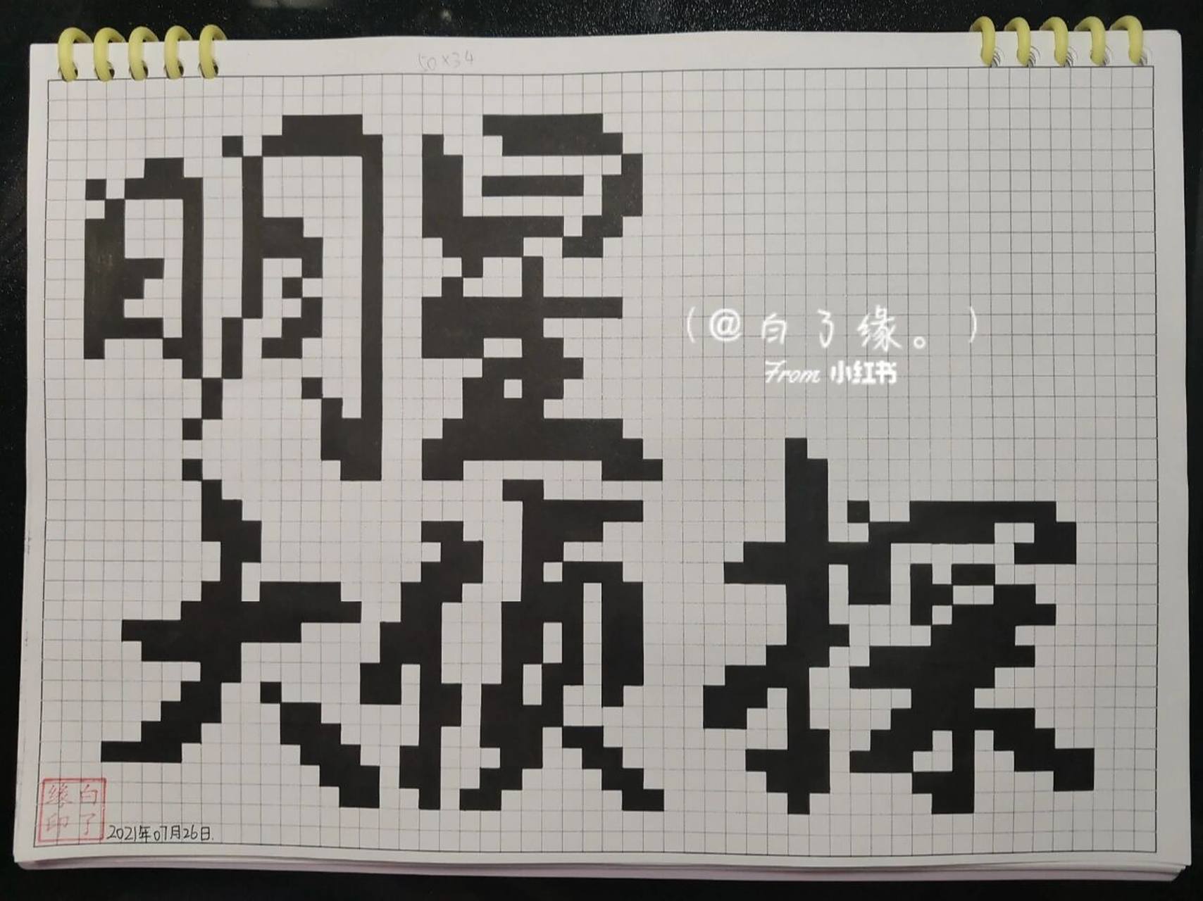 临摹非原创 a4网格本 5mm格子 50×34 #像素字##明星大侦探