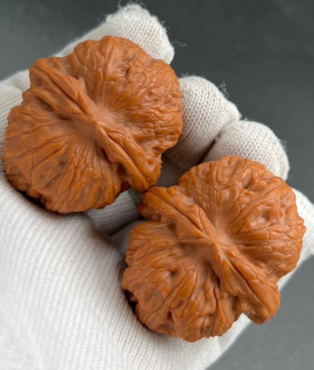 平谷元宝狮子头文玩核桃43尺端肩膀金锭子山地果精配对 全品无修的一