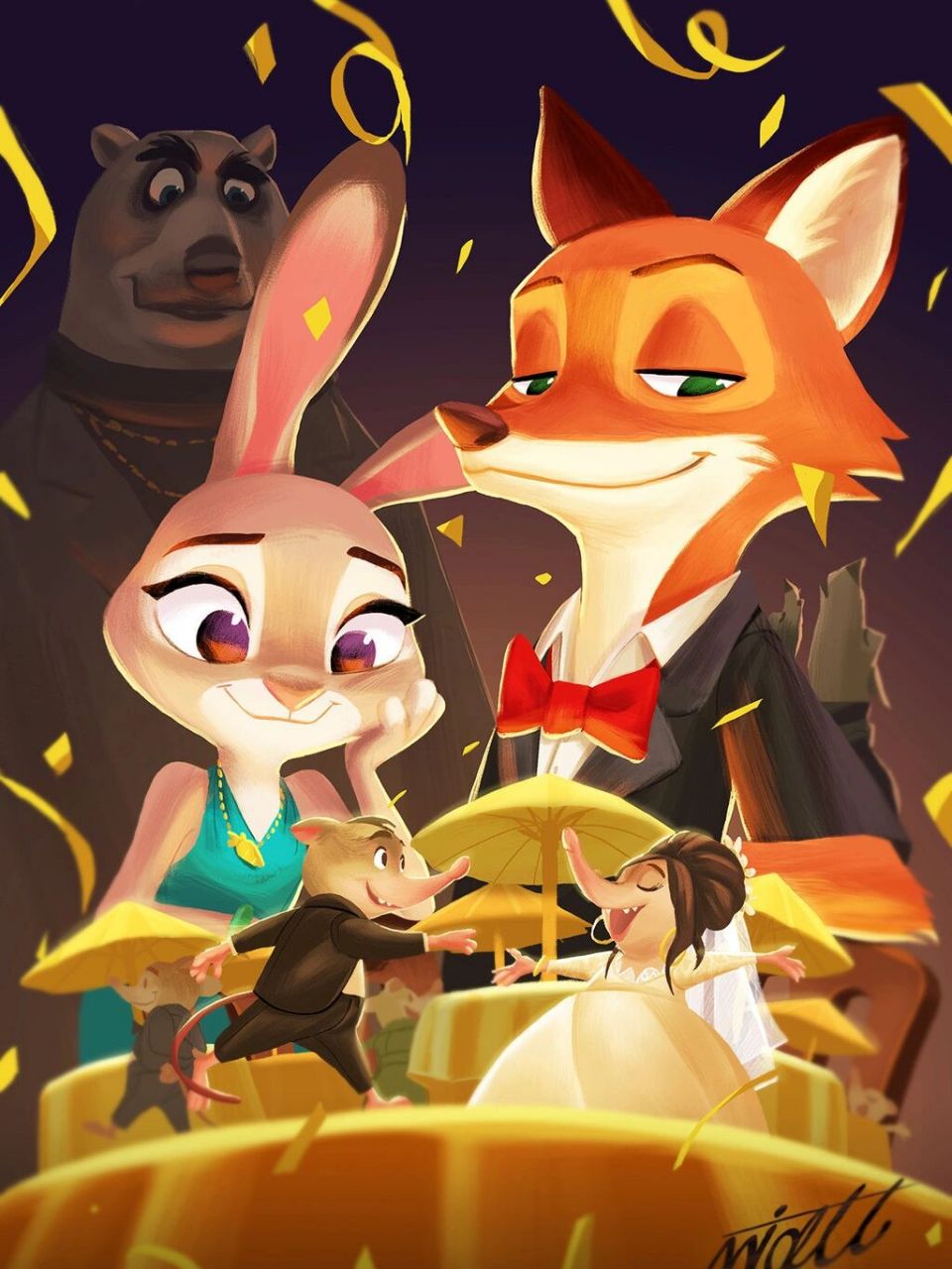 迪士尼动画 疯狂动物城插画分享 画面的整体氛围十分精妙 故事性和