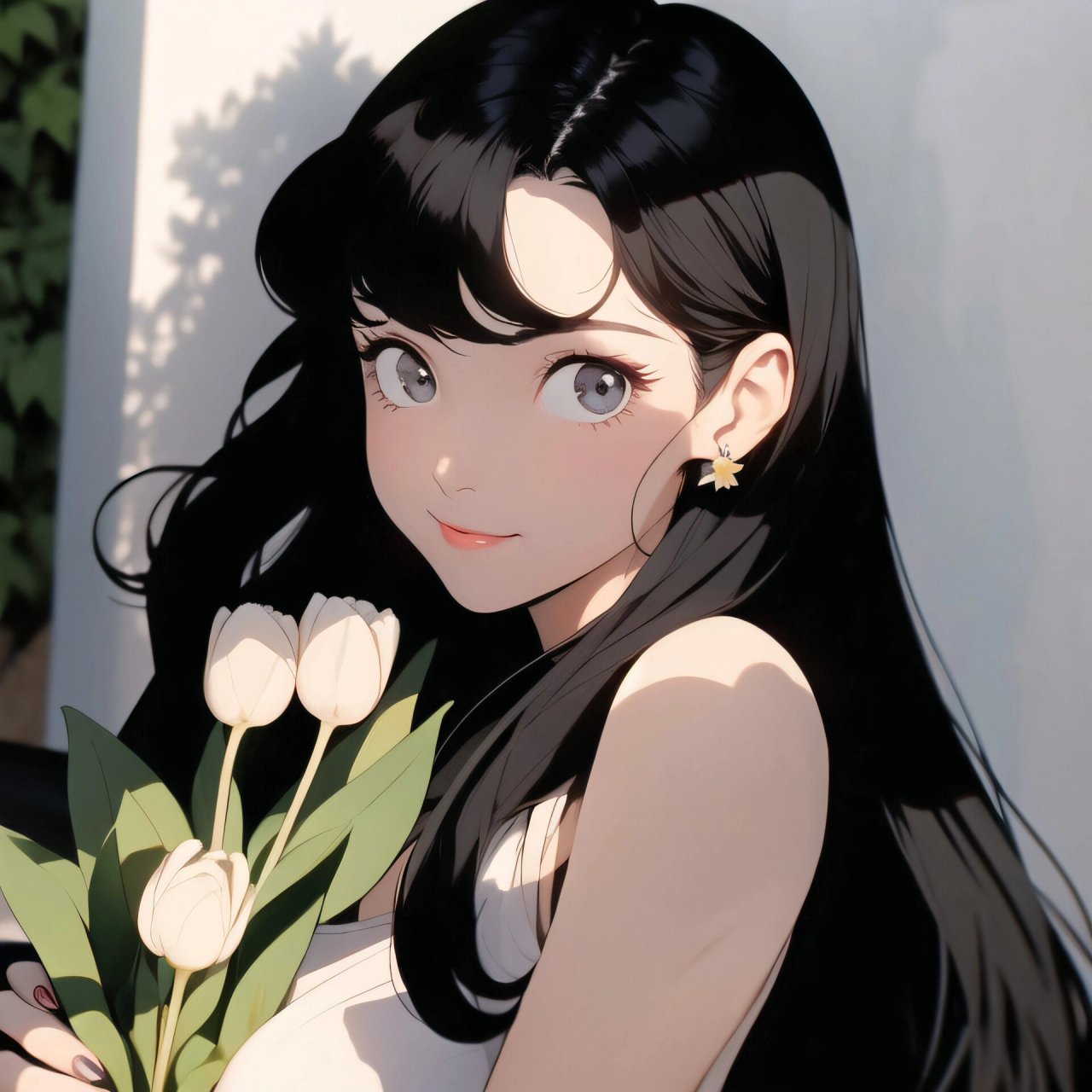 旧漫头像|午后慵懒风郁金香少女 最惬意就是阳光正好,和风拂面70