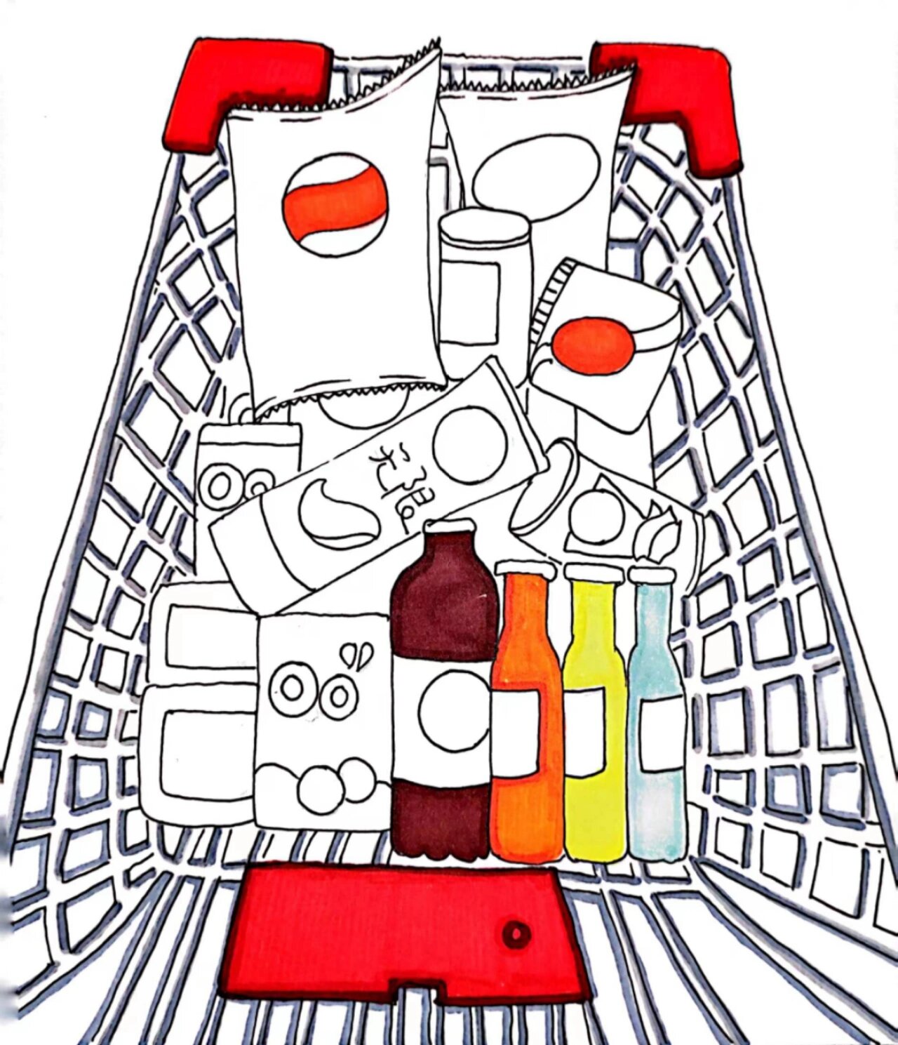 创意美术课程儿童画购物车