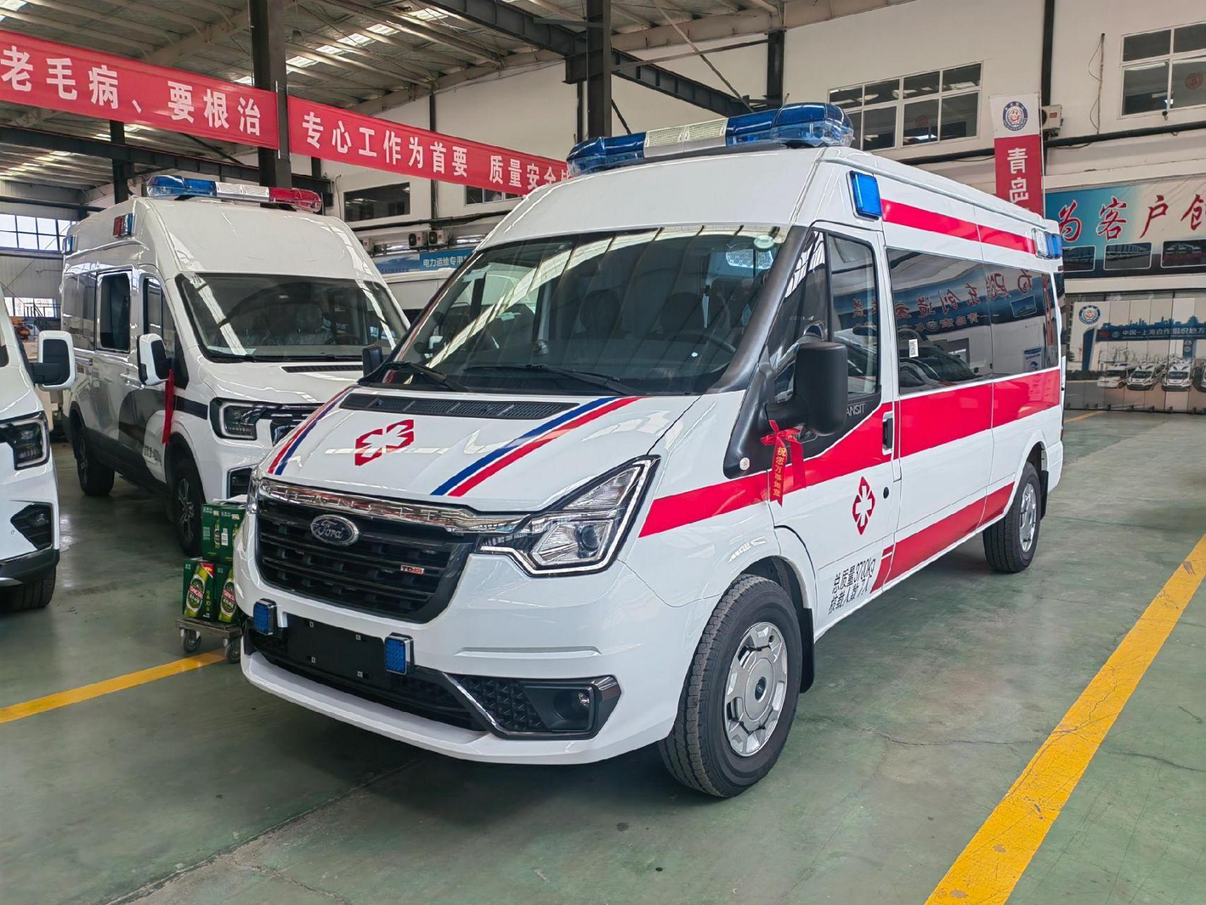 120急救护送服务专用车 江铃汽车  福特pro v348长轴中顶监护型救护车