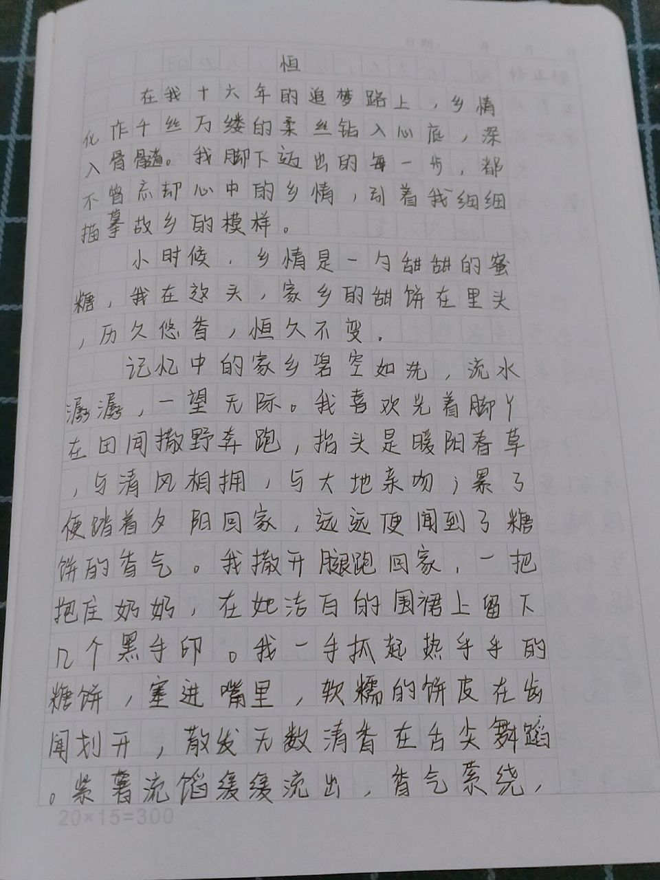 广东中考满分作文《恒》乡情满满