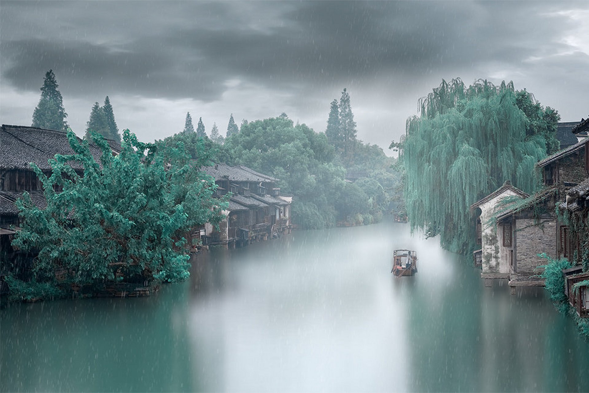 烟雨楼台醉清风,浮沉往事意朦胧.