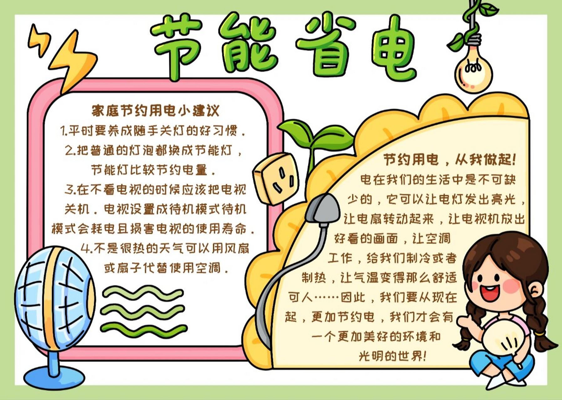 手抄报系列② 今日份手抄报 关于"养成好习惯"和"节能省点"主题 下次