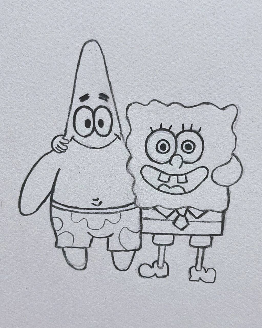海绵宝宝派大星简笔画92 艾特要和你做一辈子好朋友的人帮你画