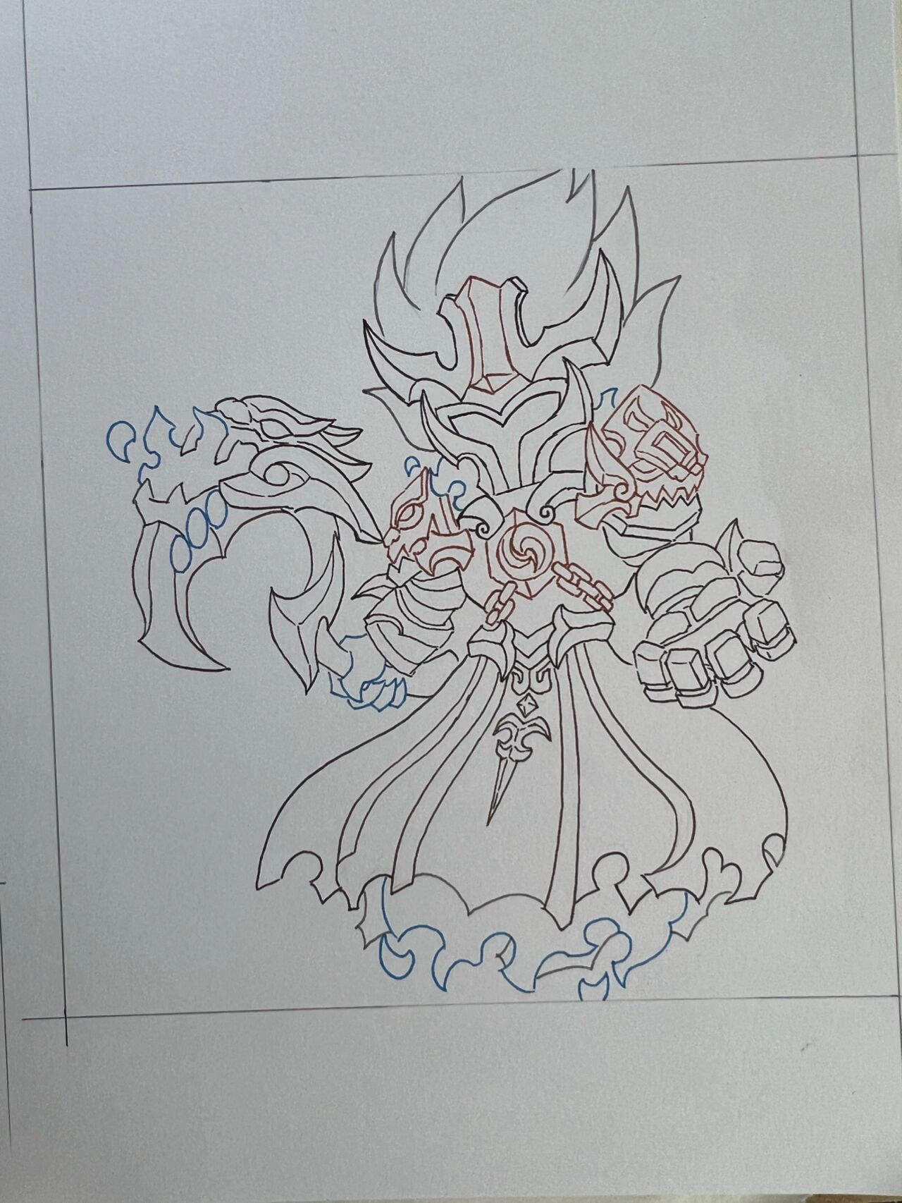 王者荣耀钟馗马克笔临摹手绘步骤图