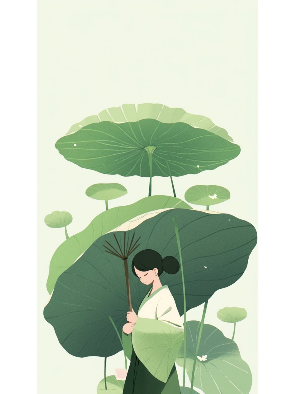 极简美学|撑着荷叶伞的女孩 最近在小看到了很多极简的插画,这种简约