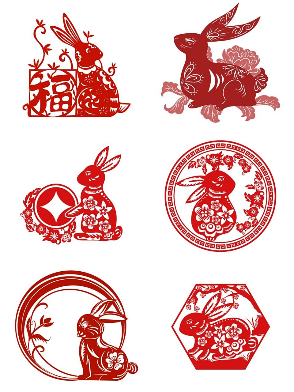 兔年剪纸‖红色兔子剪纸绘画png免抠图 92929292 兔年剪纸