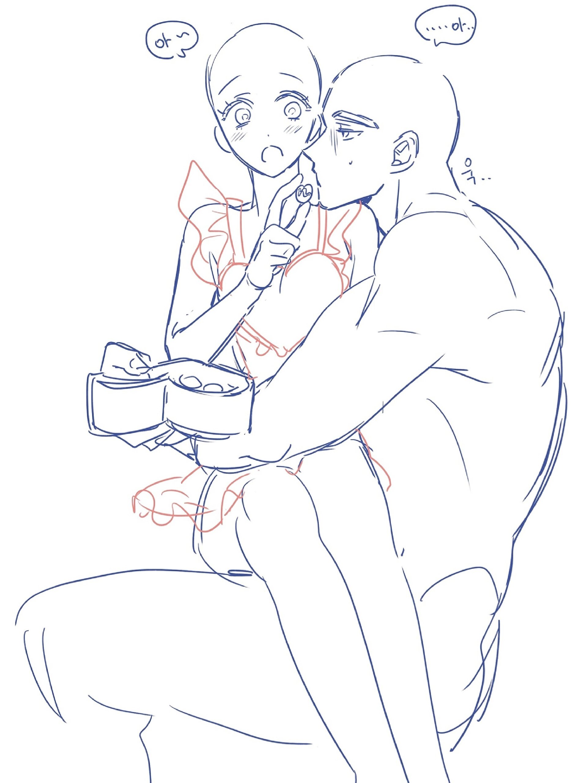 绘画素材丨双人儿情侣互动