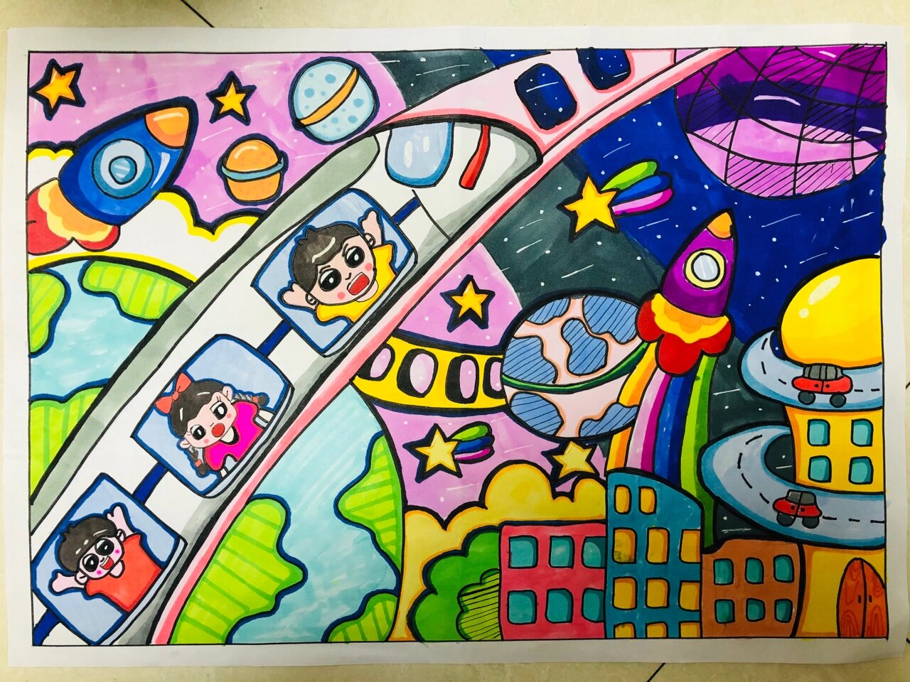 儿童画《未来城市