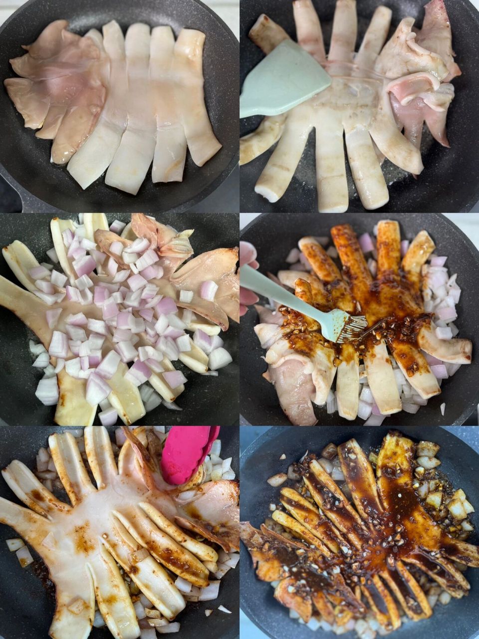 教你用平底锅做香煎烧烤大鱿鱼 每次看见铁板鱿鱼都走不动道 随便整点