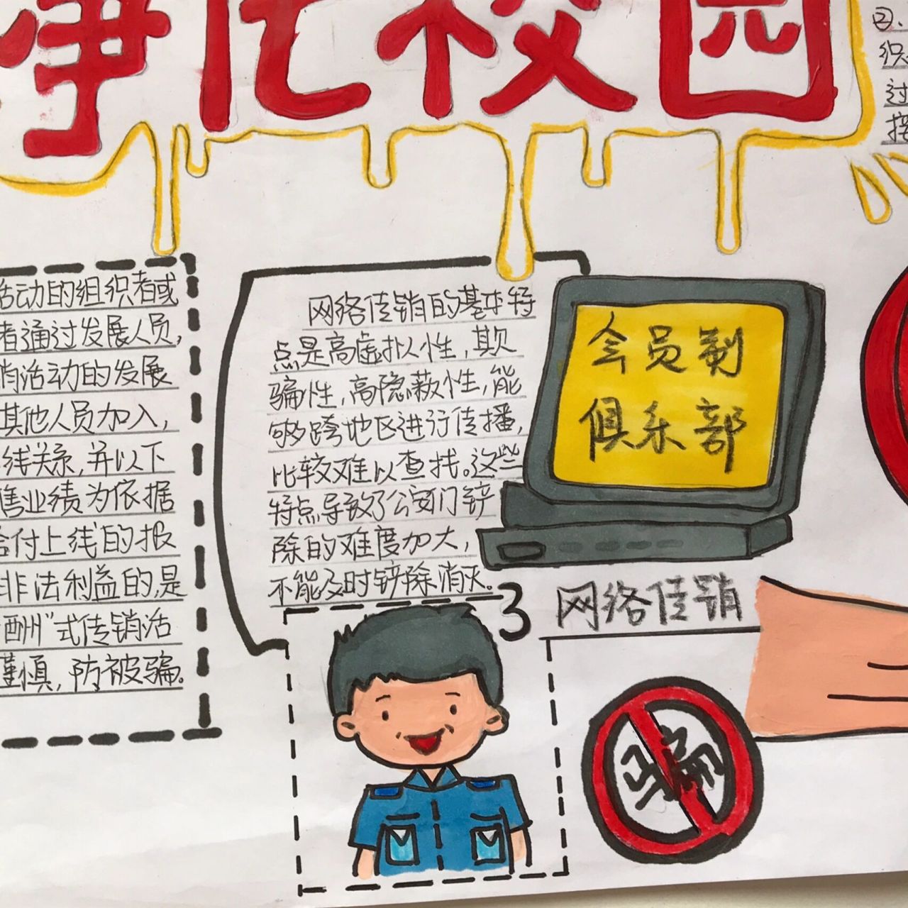 抵制传销 净化校园主题手抄报