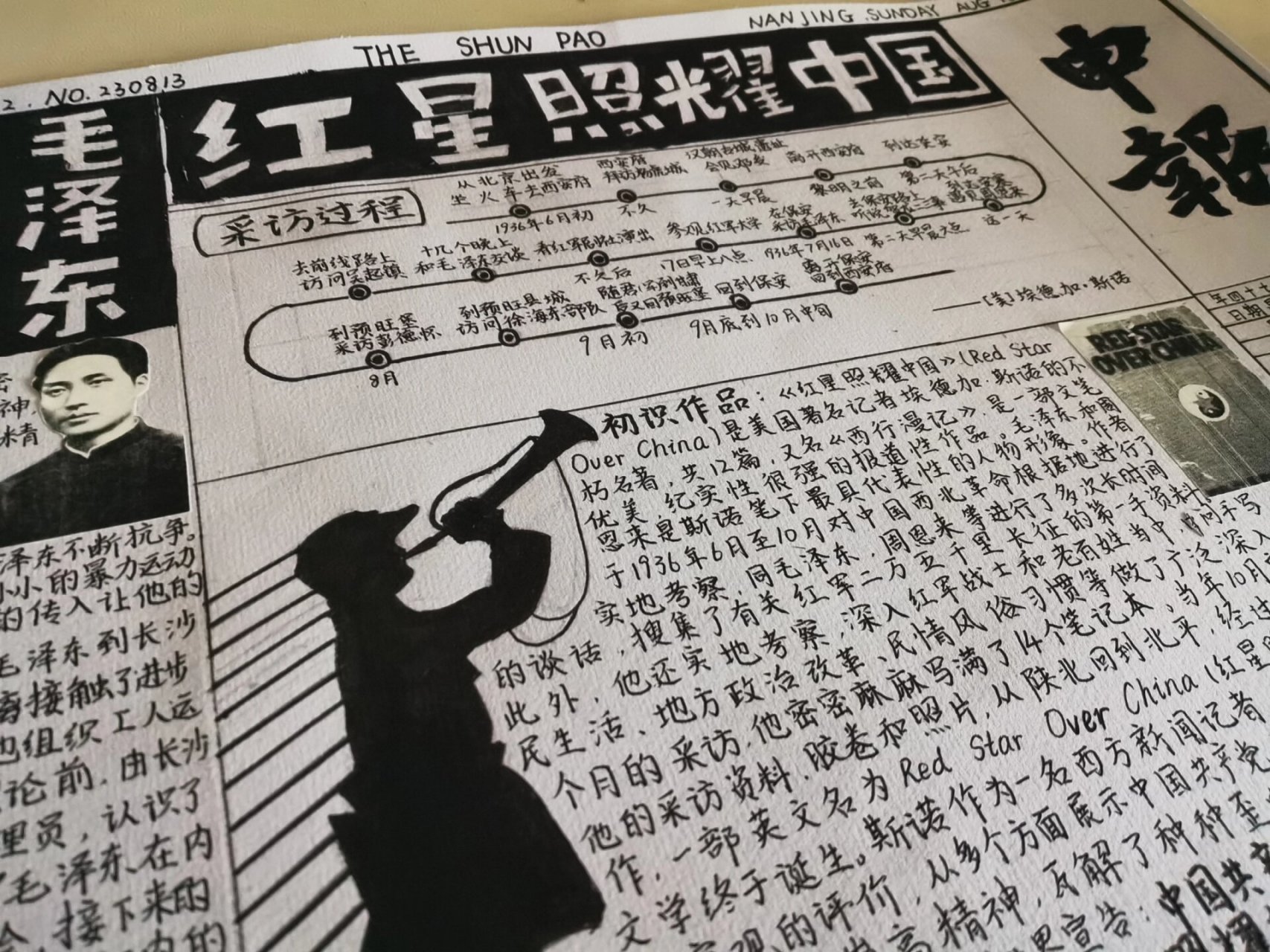 手抄报 好久没画手抄报了,今天尝试了一个新的风格——老报纸