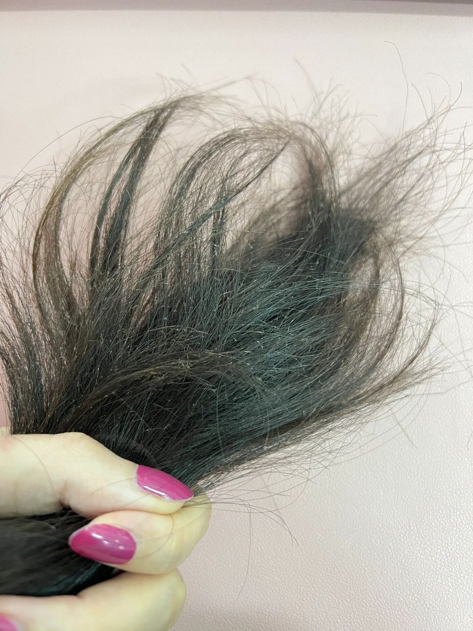 头发焦的像枯草的可以试试这个方法(有效) 图1是正常头发护发吹干的