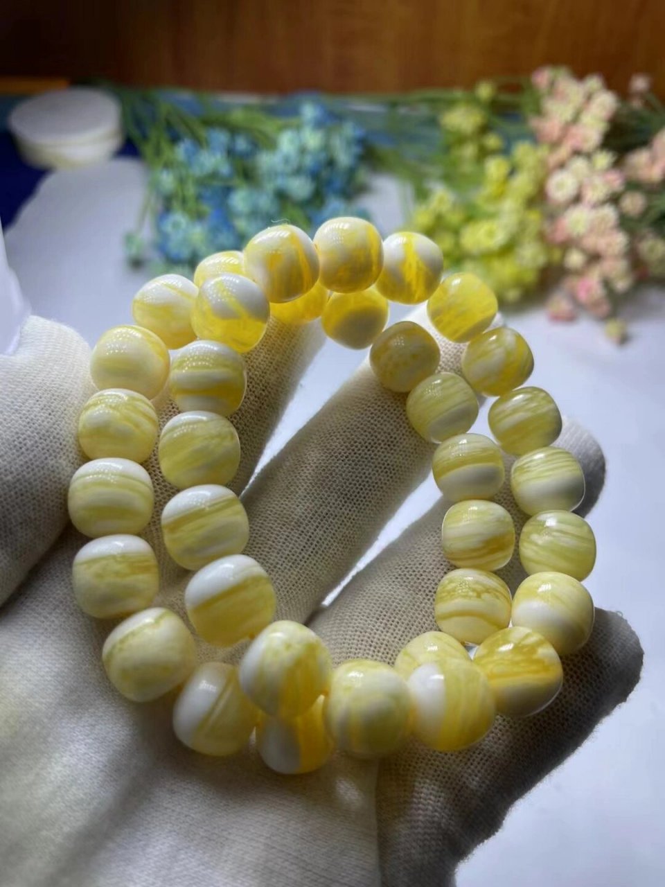 玉化贝壳车车手串手链 蜜蜡款手串,精挑的品质 比真正的蜜蜡有质感,有