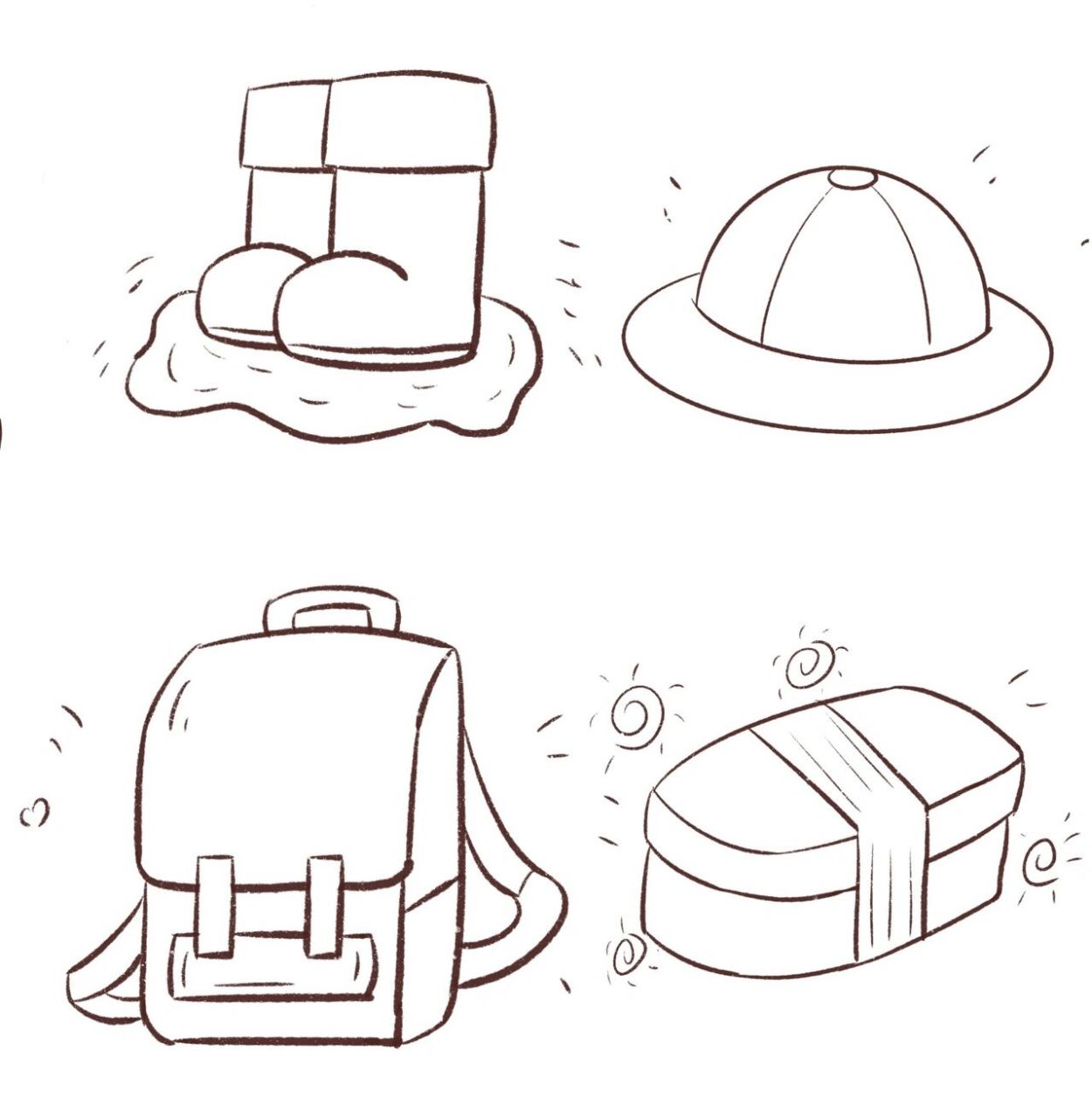 简笔画|生活用品简笔画 这期是应粉丝要求画的哟,有雨衣,雨鞋,帽子