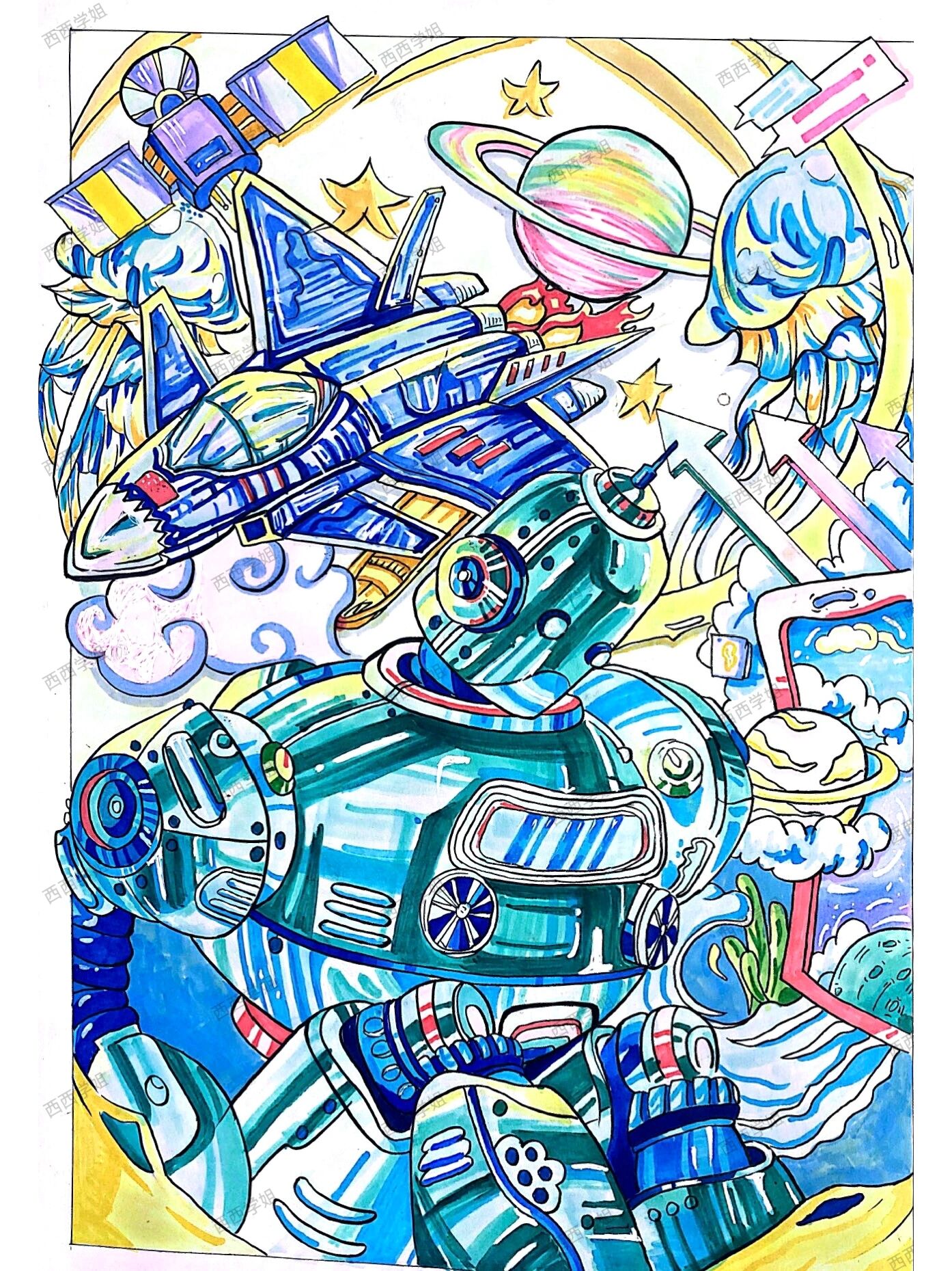 艺术设计考研|彩色装饰画合集|科技篇