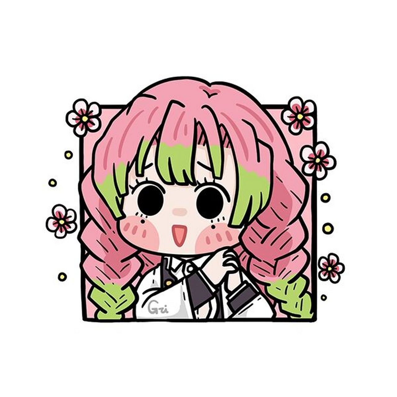 96萌小g爱涂鸦 鬼灭之刃系列- q版头像插画 终于凑齐9张,隔壁发完整