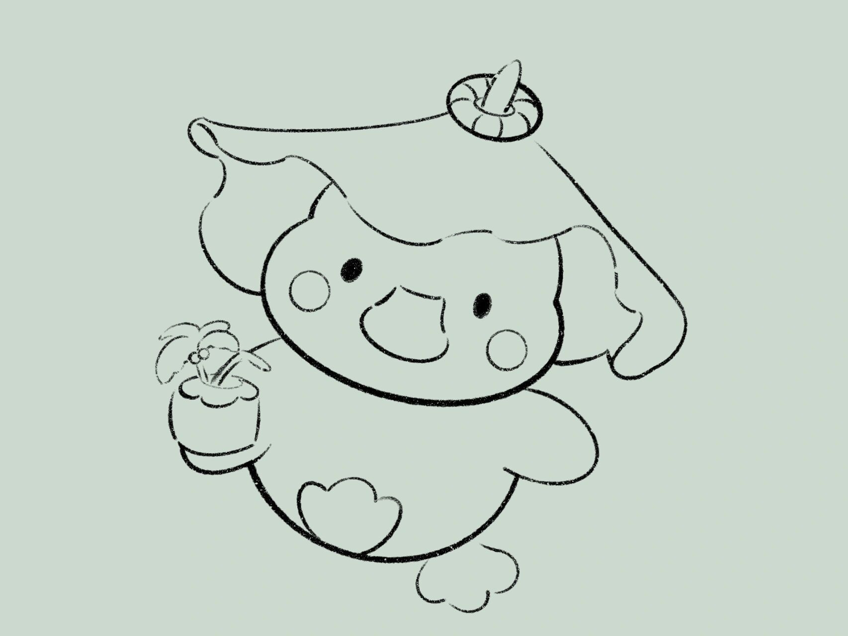 可爱简笔画【含教程】 戴荷叶帽的小鸭子