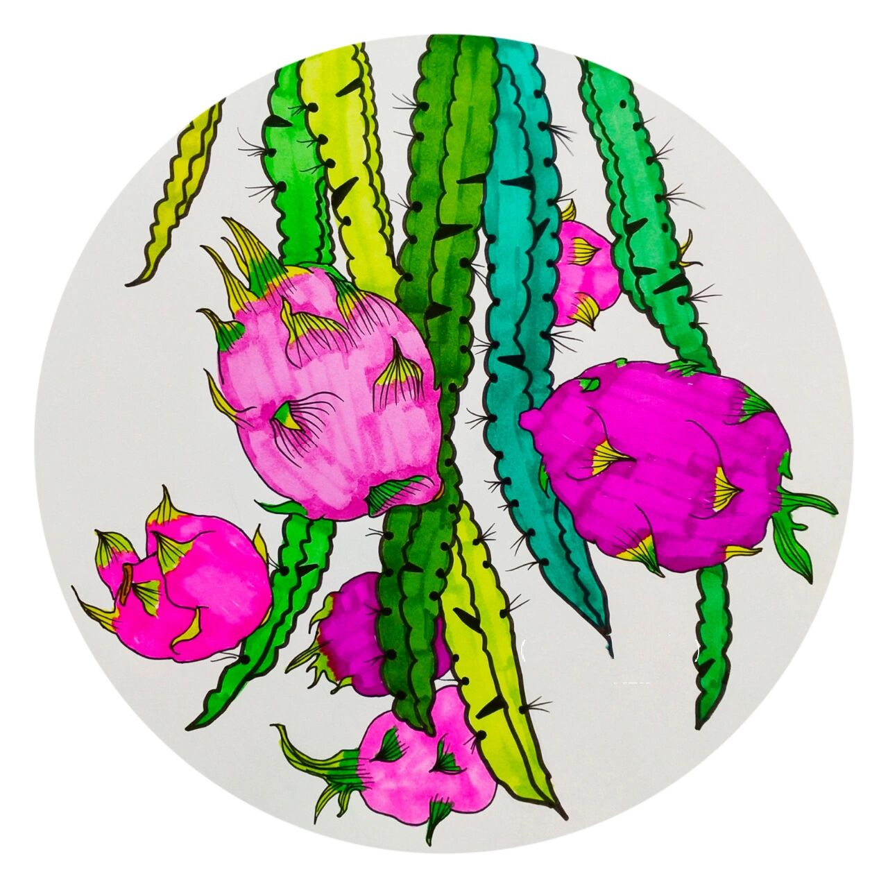 创意儿童画《火龙果》 适合七岁左右的小朋友