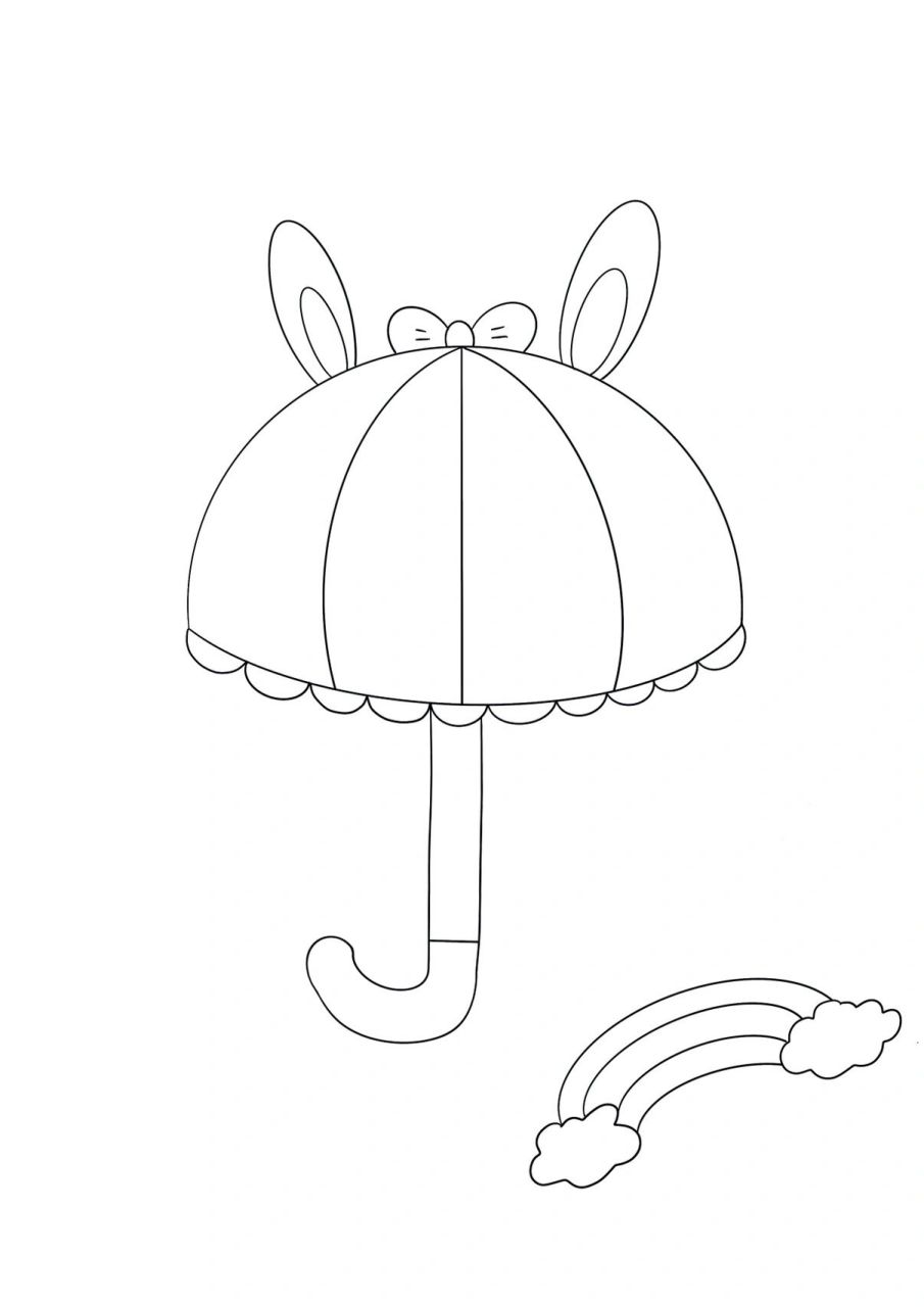 雨伞儿童画 简单的雨伞卡通创意画 含线稿