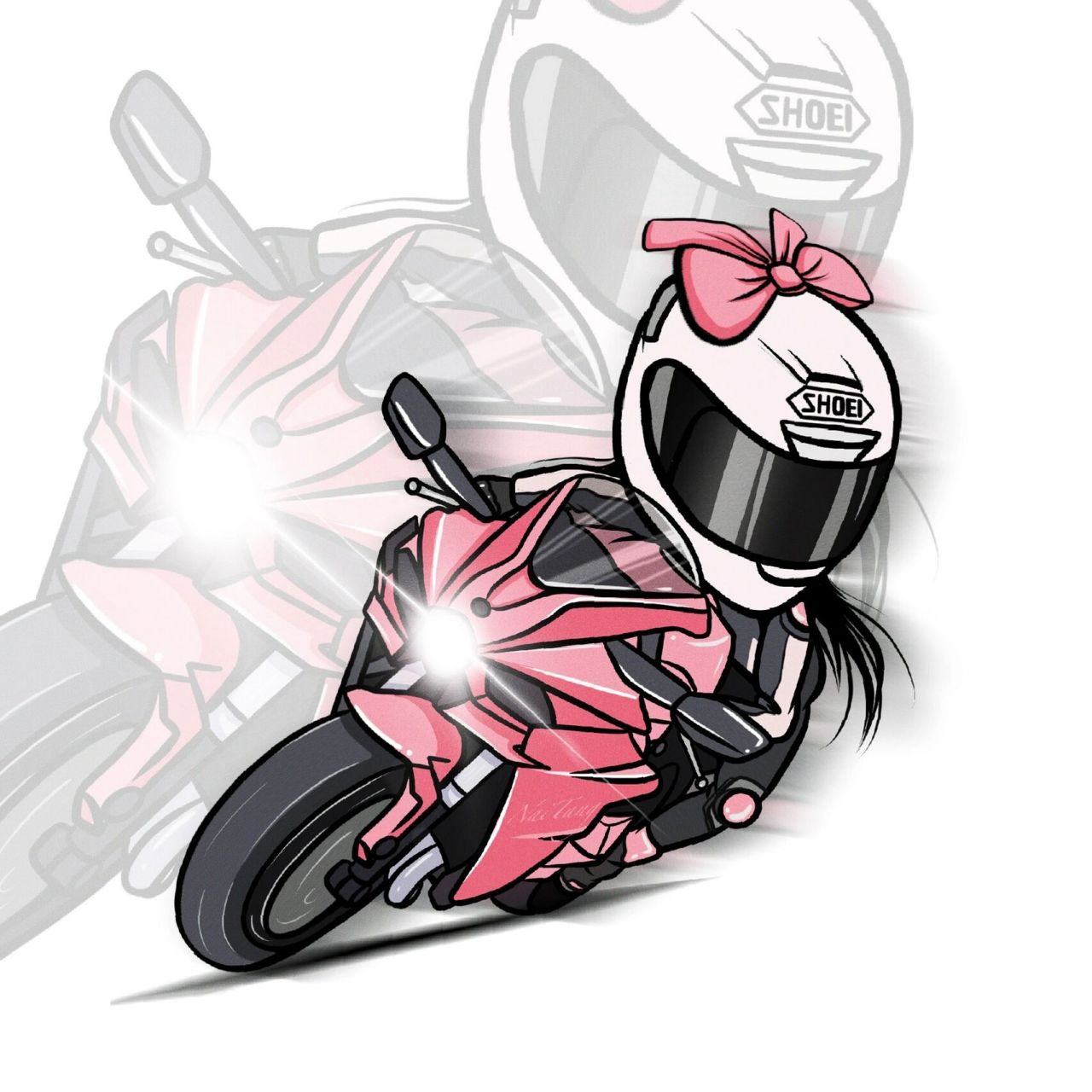 机车q版情侣头像～ 96工具:ipad 96软件:procreate 拿图9315