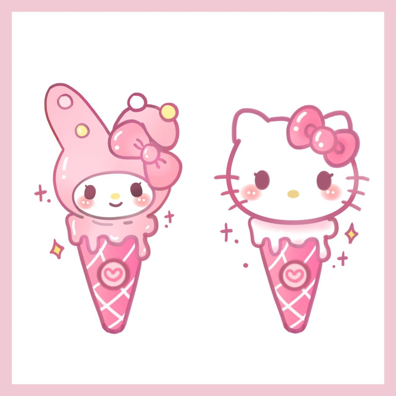 简笔画|美乐蒂|hello kitty 天气越来越热啦,画了两支甜甜的冰淇凌