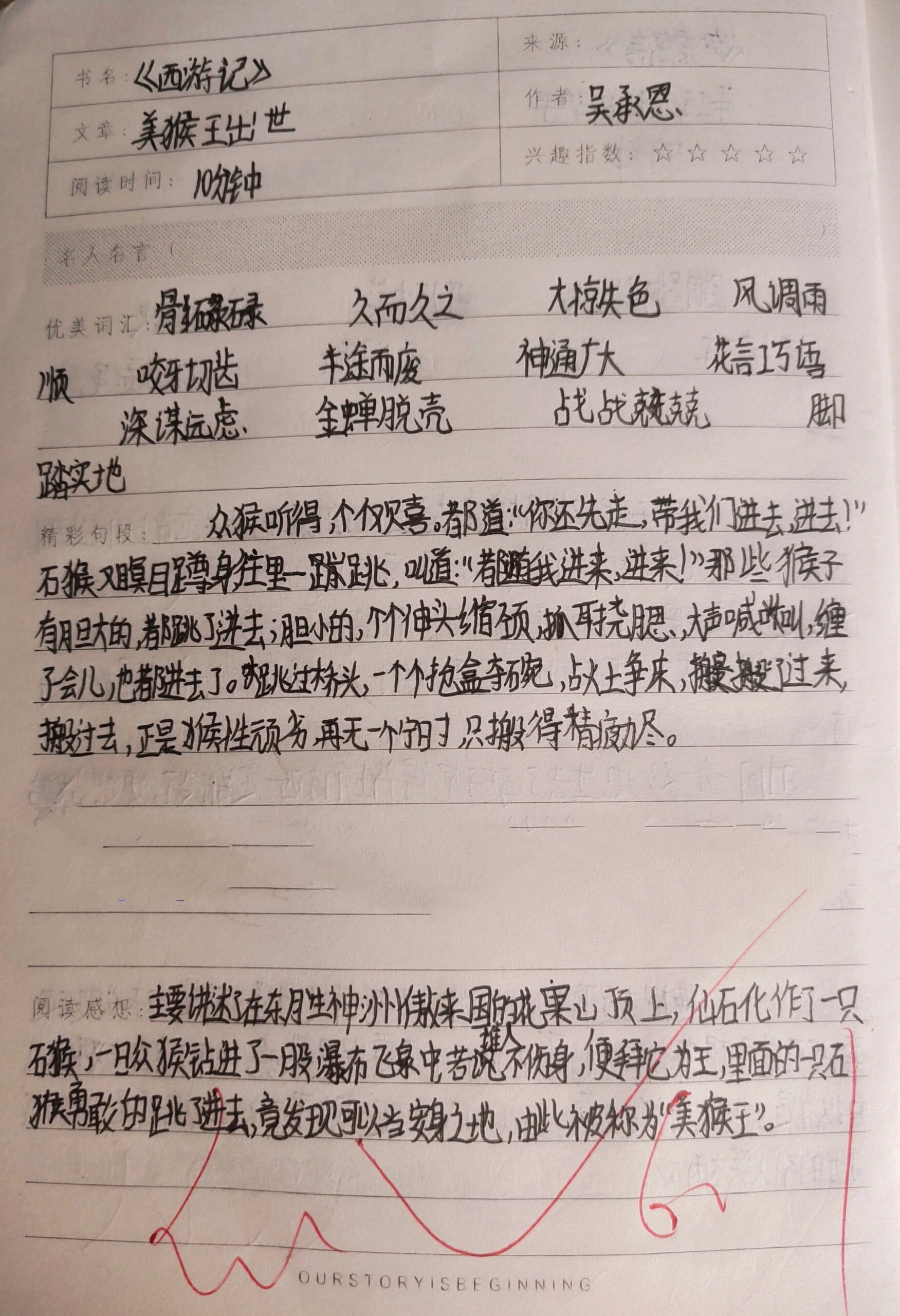 读书笔记西游记第一回图片