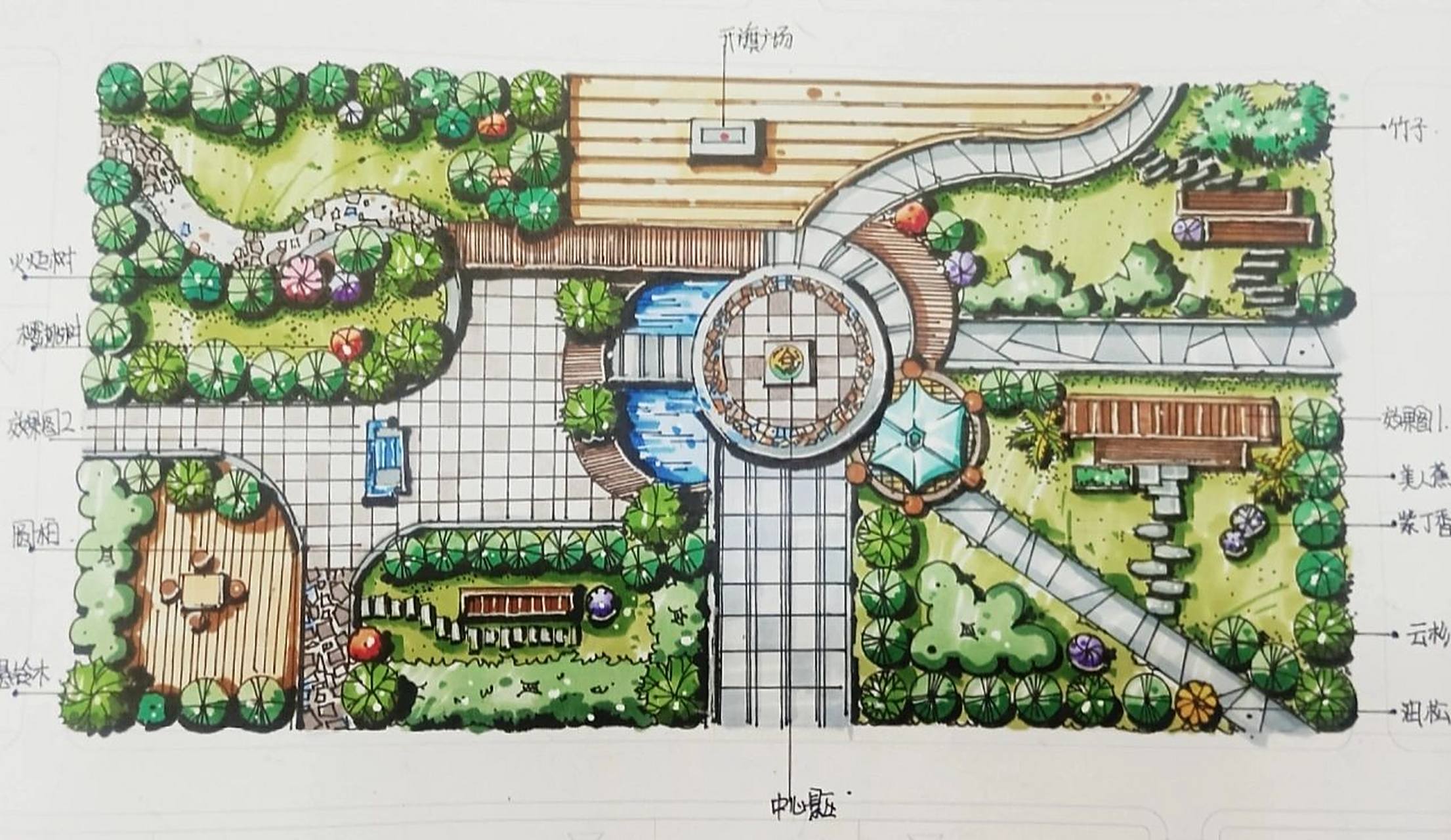 景观设计——校园广场设计平面图 效果图 大家合理参考,抄袭必究