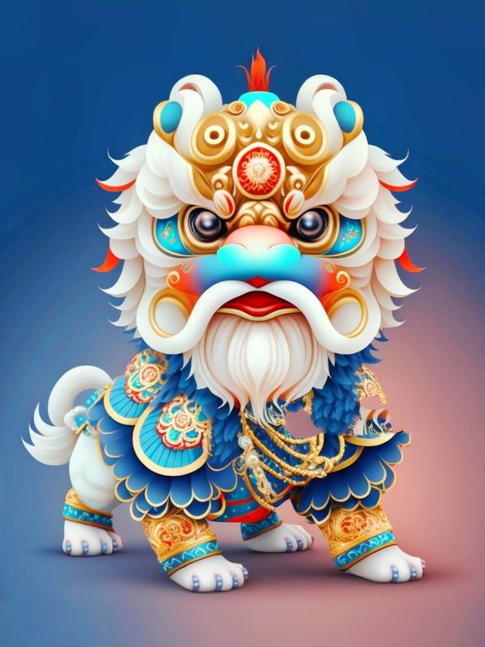 中国舞狮 表演中狮子颜色有不同寓意,黄色为刘备狮:代表贵气,祥和