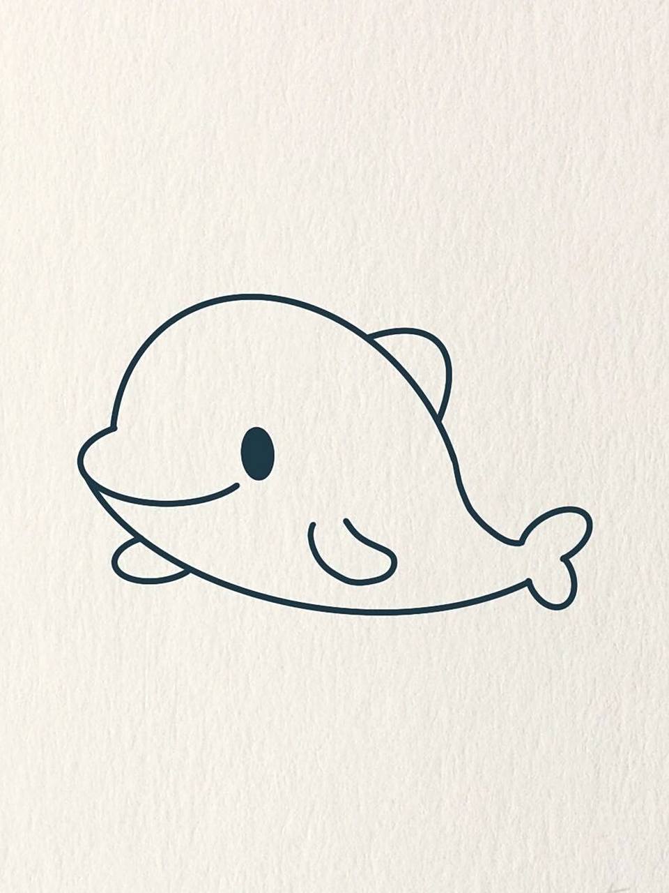 简笔画教程|可爱小海豚
