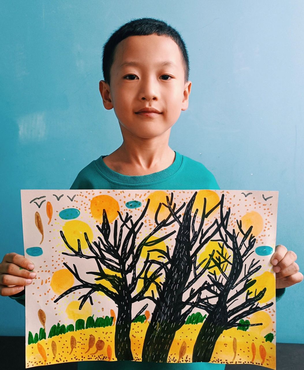 神秘的胡杨林～儿童画 5--6岁小朋友眼中的秋天色彩 一起探索胡杨林的