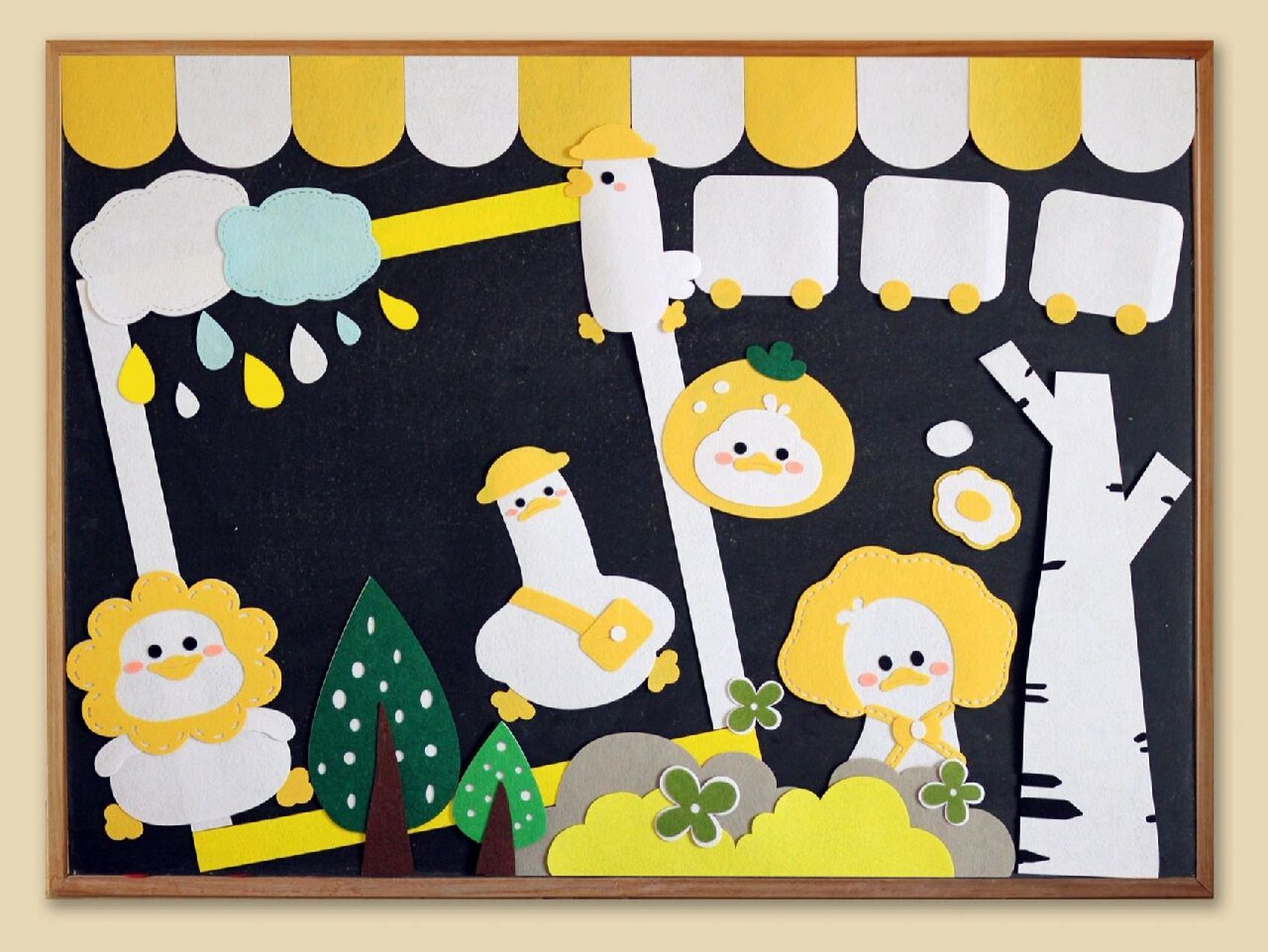加油小黄鸭不织布幼儿园环创主题墙