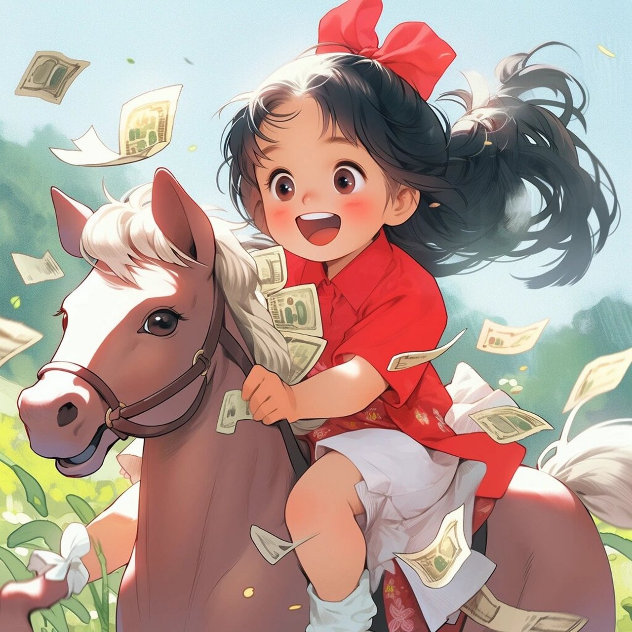 马上发财 #当我换了新头像# #古风插画# #ai绘画# #微信头像# #好运