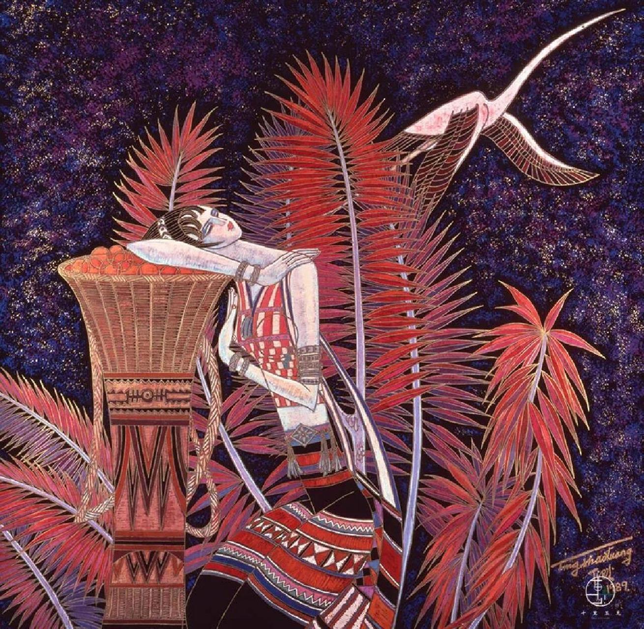 "丁绍光杰出美籍华人艺术家,现代重彩画大师,毕业于清华大学美术学院.