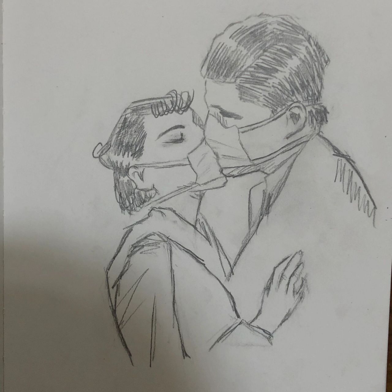 速写|后疫情时代的爱情 画了一张喜欢的照片应个景