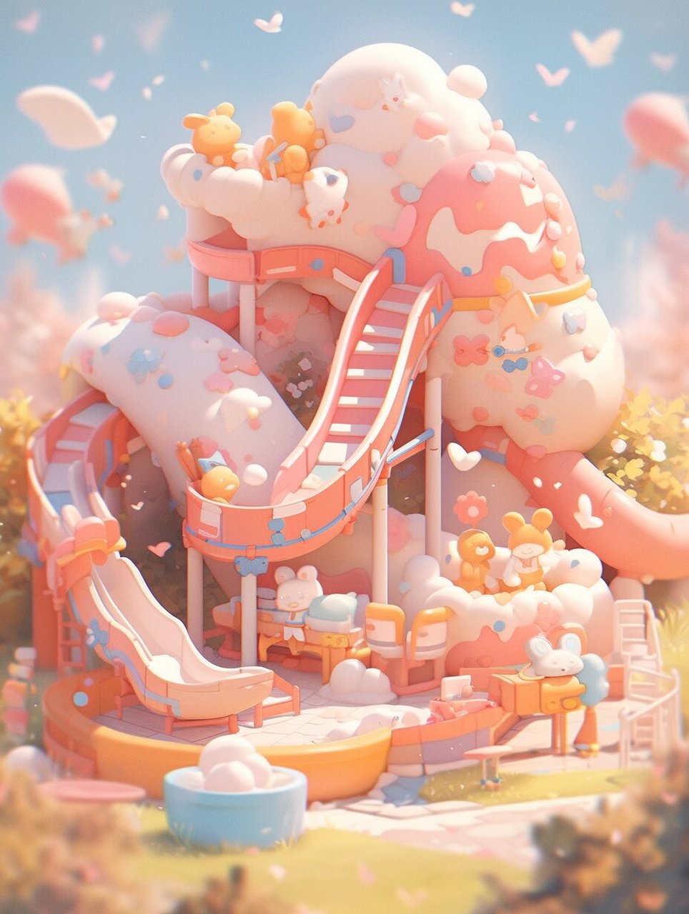 midjourney绘画可爱的游乐园壁纸分享 魔法口令:depth of field