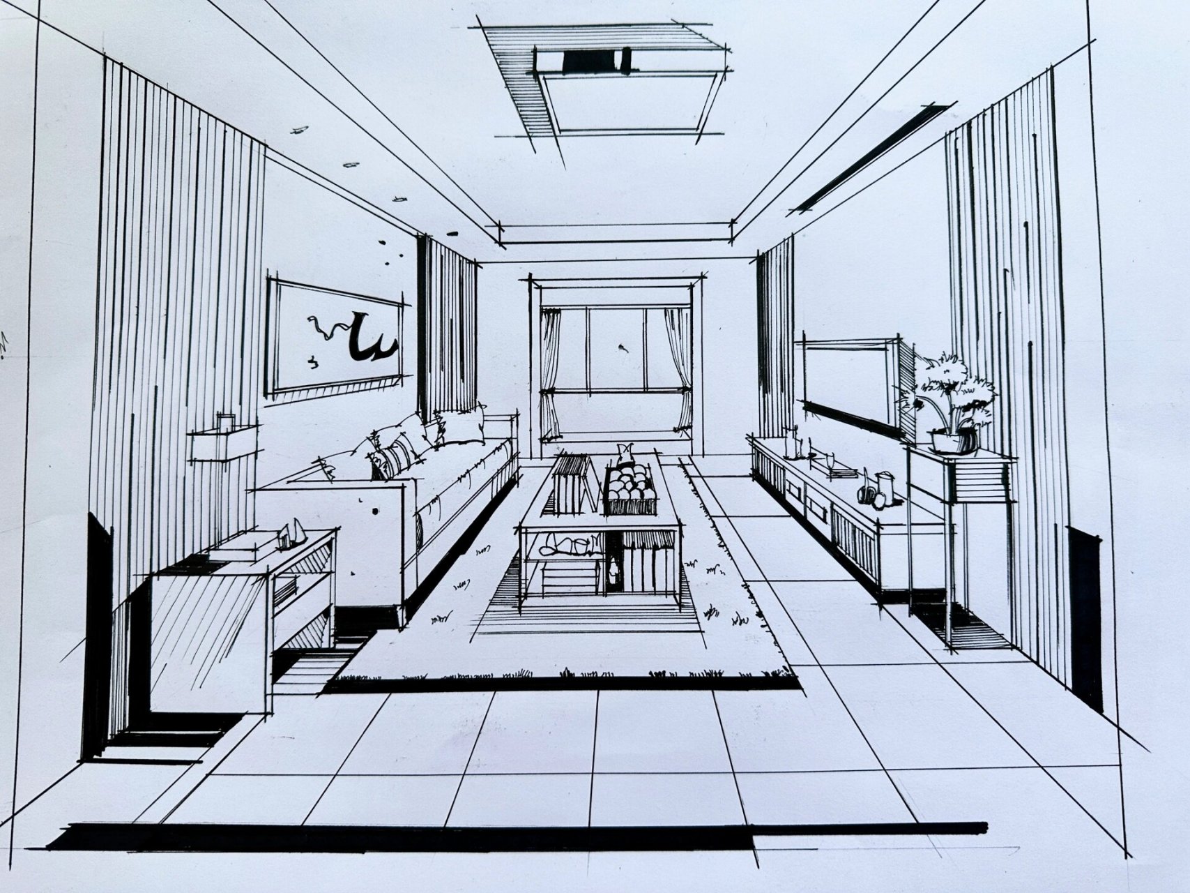 手残党打卡11566 客厅一点透视 对于文化生来说手绘太难了