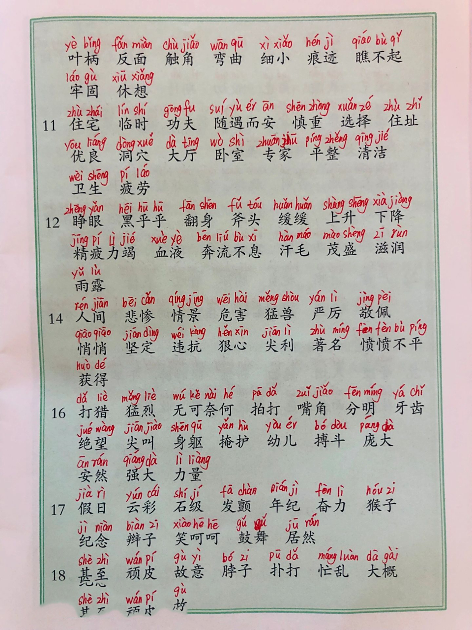 四年级语文上册词语表《注拼音版》来了 78期末了,要努力了,一起