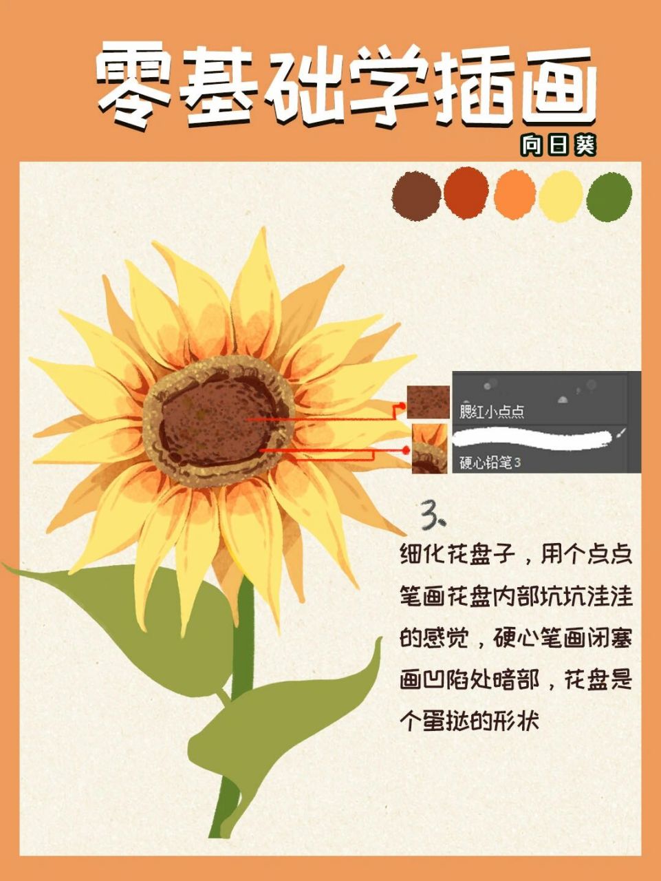 【插画教程】教你画向日葵 16615向日葵草稿绘制整个花朵可以用个