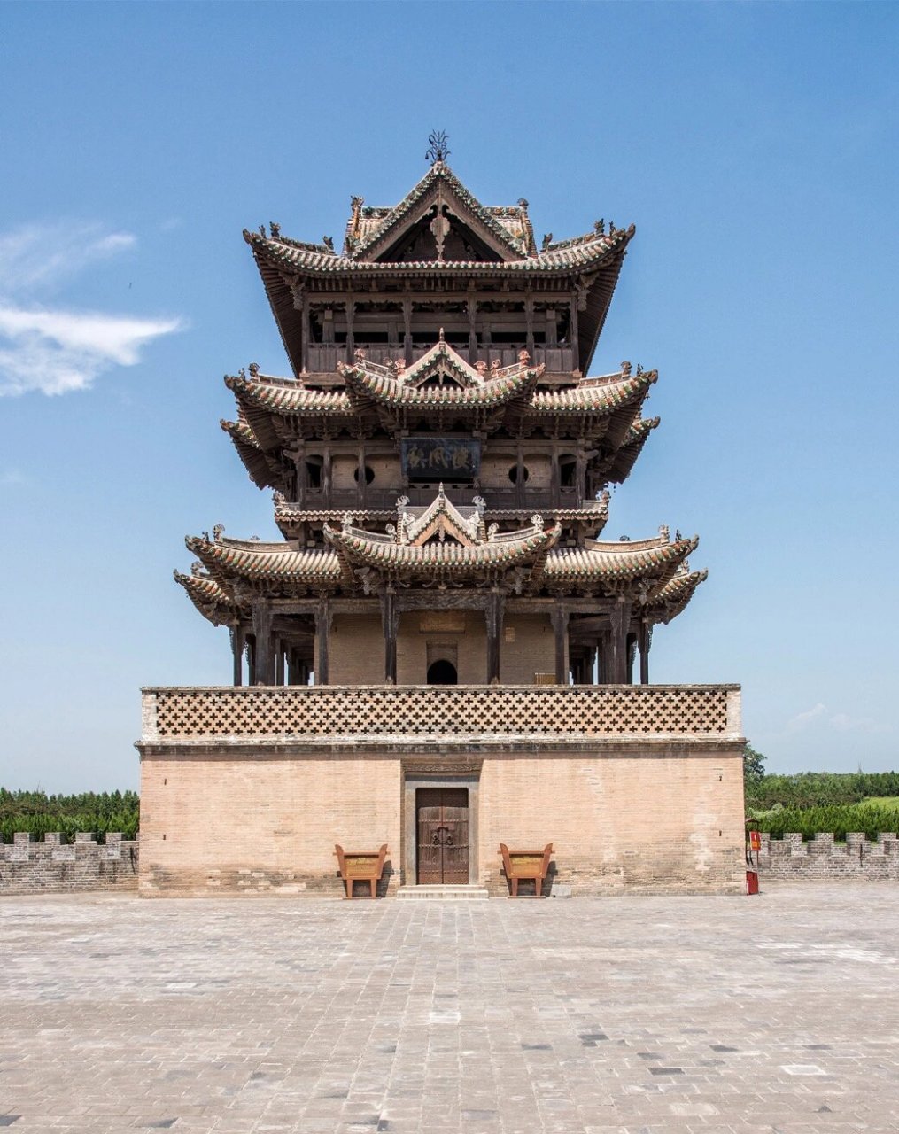 中国古建筑|榫卯结构的秩序与对称美学 秋风楼位于后土祠正殿后(位于