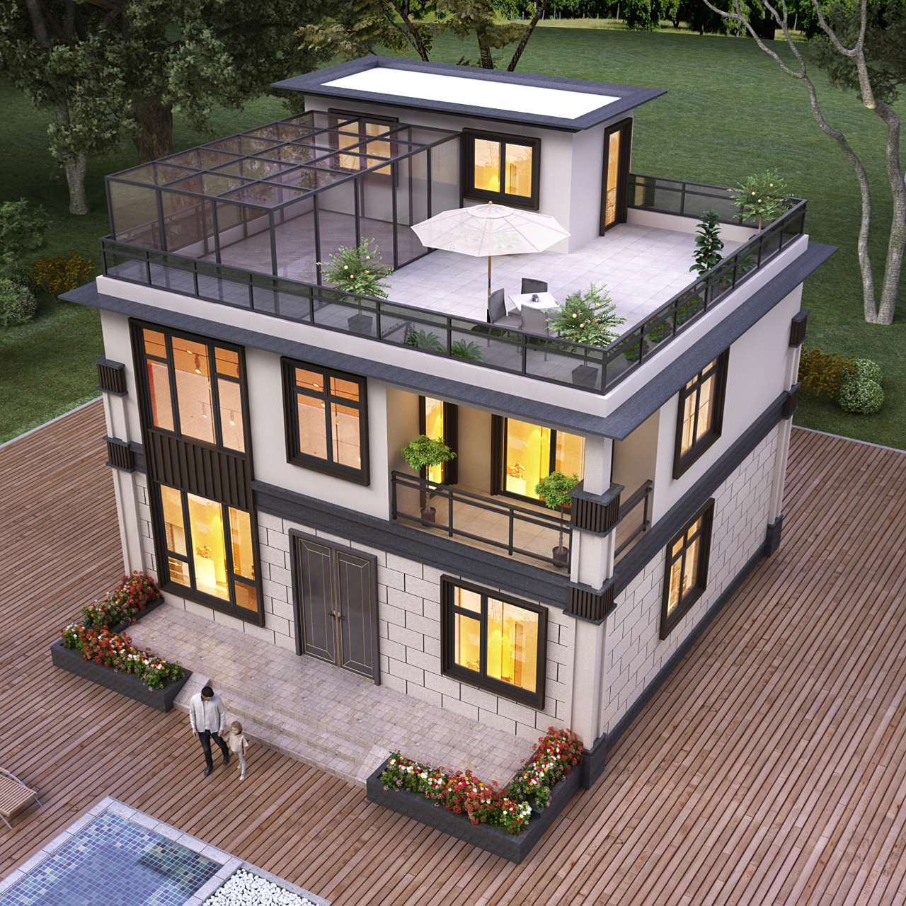 小户型|10701510的二层现代风自建房设计 自建房风格多样,也随心