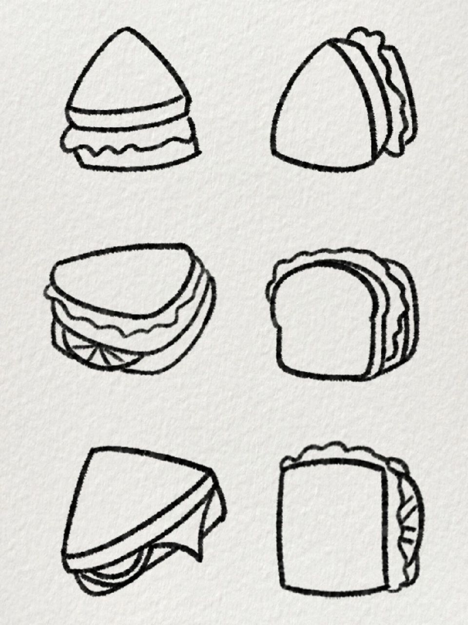 超简单的三明治简笔画|00美食不可辜负 再忙也要记得吃早餐喔~00