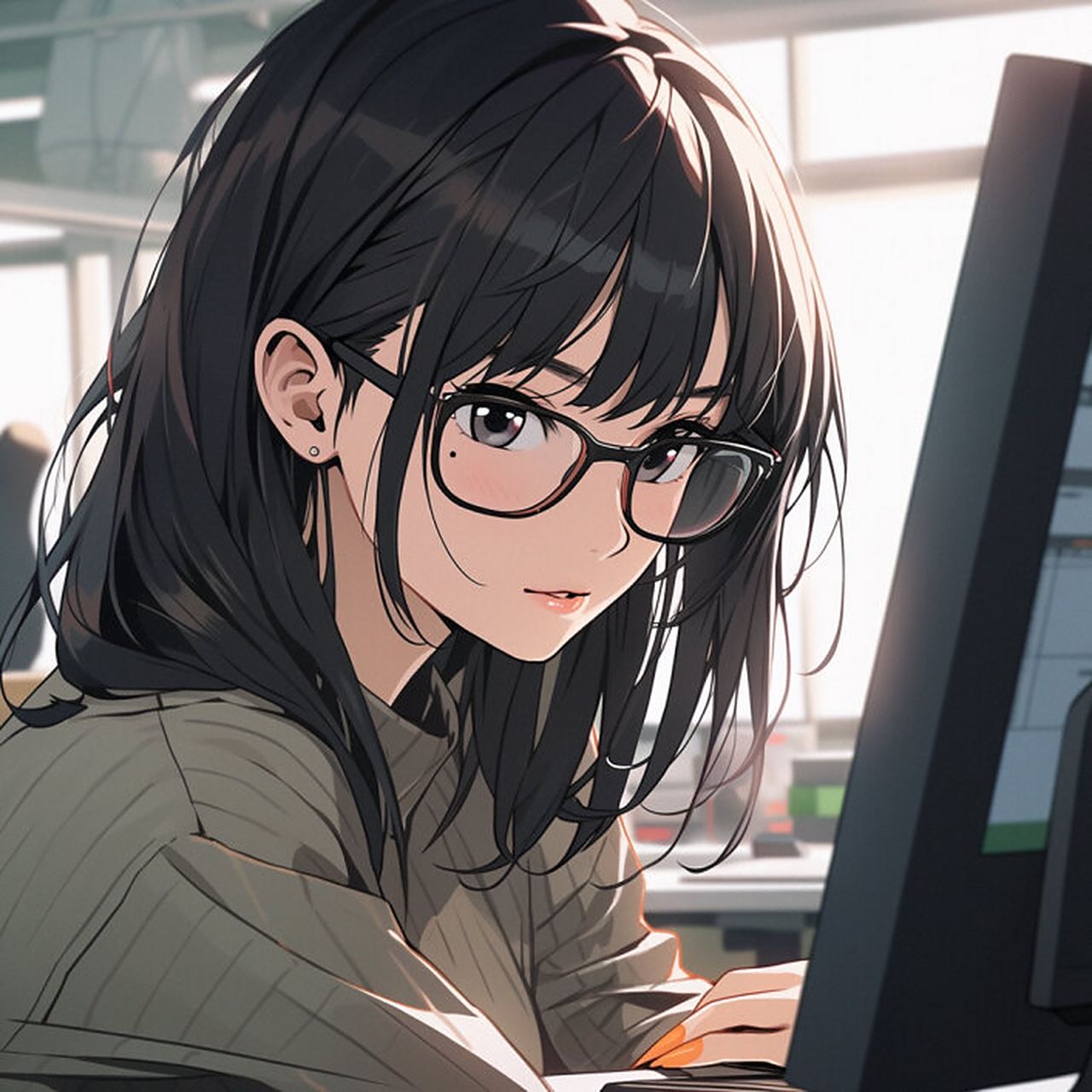 工作中91女生头像 眼镜篇 大家好,我是野生的ai训练师一枚.